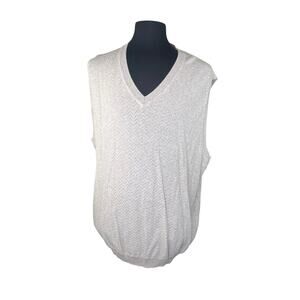 Cutter & Buck Sweater Quality Cotton Vest • Mens 2XL Tall Oatmeal VNeck Chevron‎